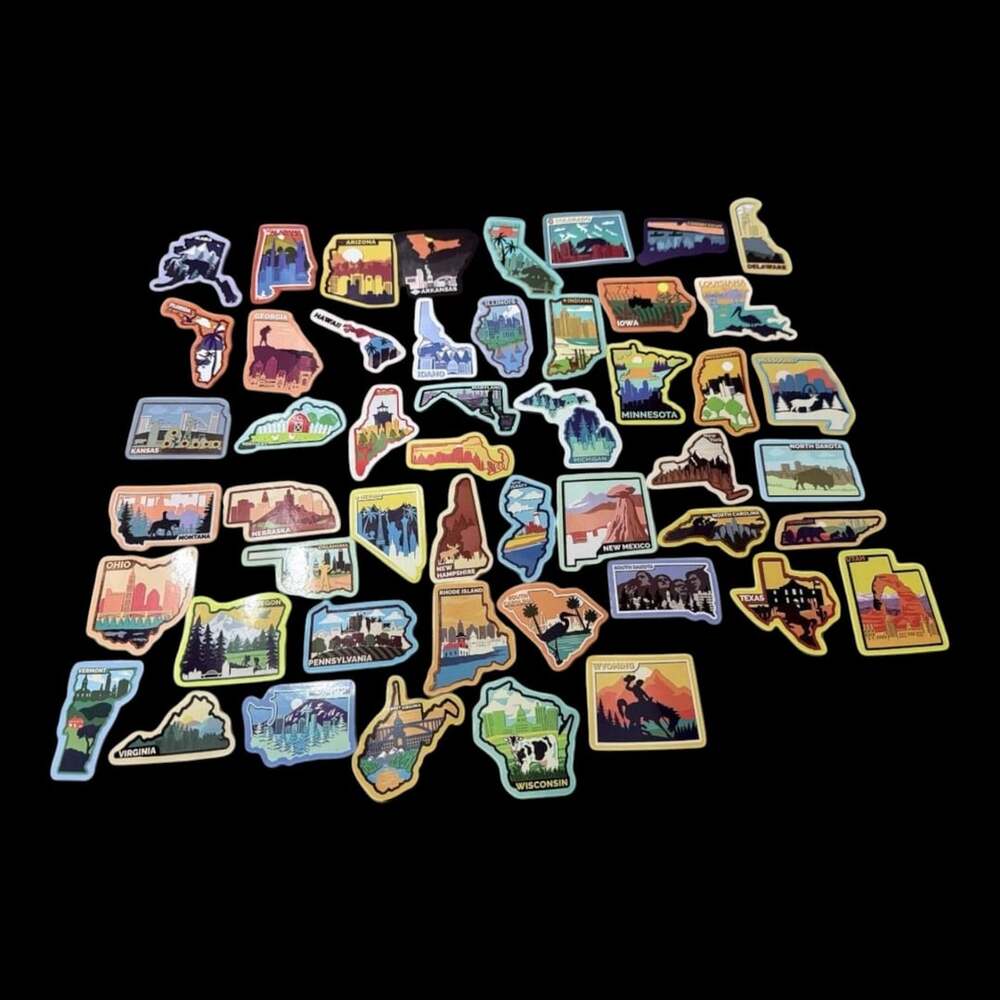 50-Piece USA States Travel Waterproof Vinyl Sticker Set